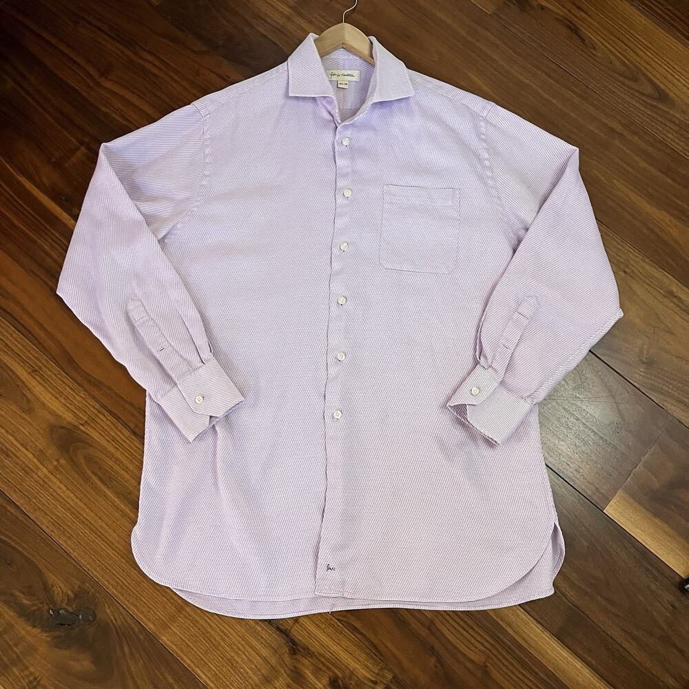 John W. Nordstrom Long Sleeve Textured Dress Shirt Purple / White Size 16 ½ - 34